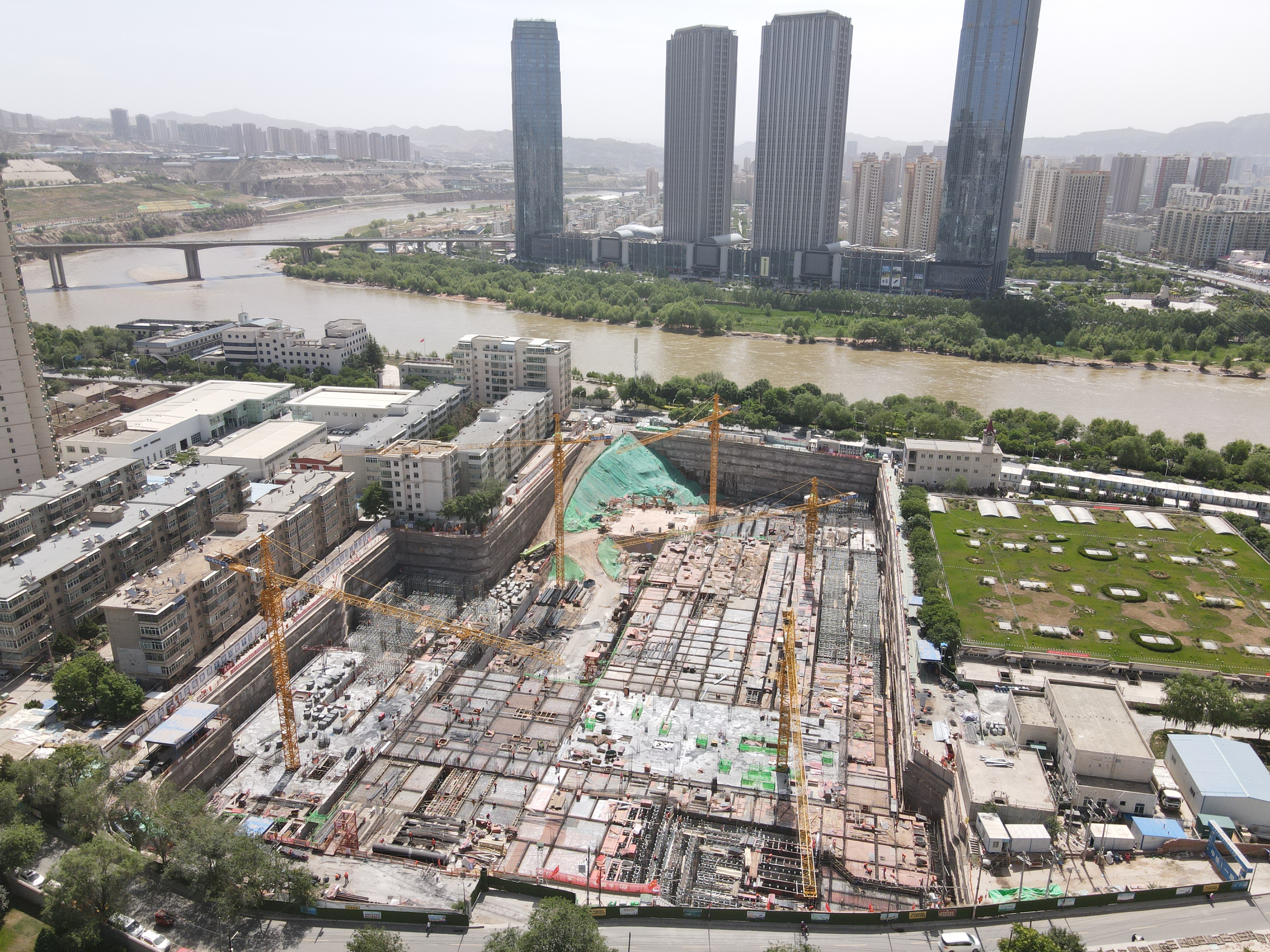兰州市盐场污水处理厂施工鸟瞰图